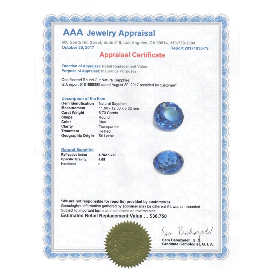 11.80-12.00x5.62mm AAA Round GIA Certified Ceylon Sapphire Split Shank Ring in 18K Rose Gold product image