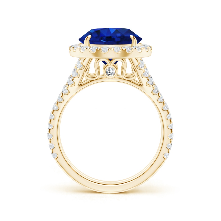 11.80-12.00x5.62mm AAA Round GIA Certified Ceylon Sapphire Split Shank Ring in Yellow Gold product image