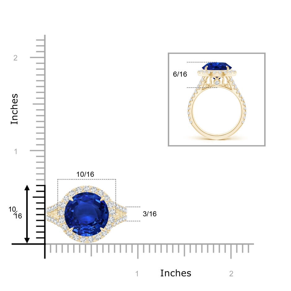11.80-12.00x5.62mm AAA Round GIA Certified Ceylon Sapphire Split Shank Ring in Yellow Gold product image