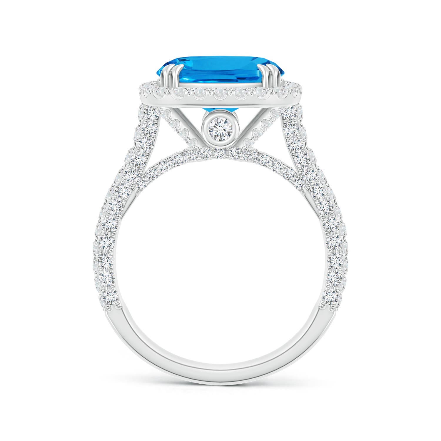 11.09x9.03x5.42mm AAAA GIA Certified Swiss Blue Topaz Halo Cocktail Ring in White Gold - side 2
