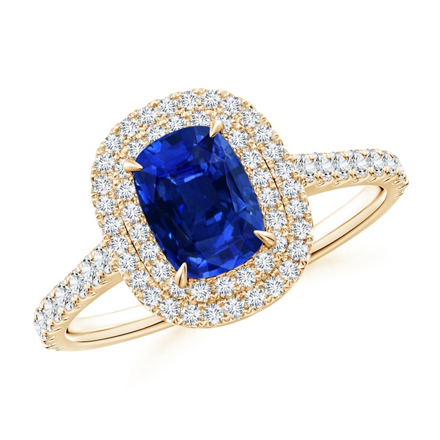 Nature Inspired Blue Sapphire & Diamond Flower Ring | Angara