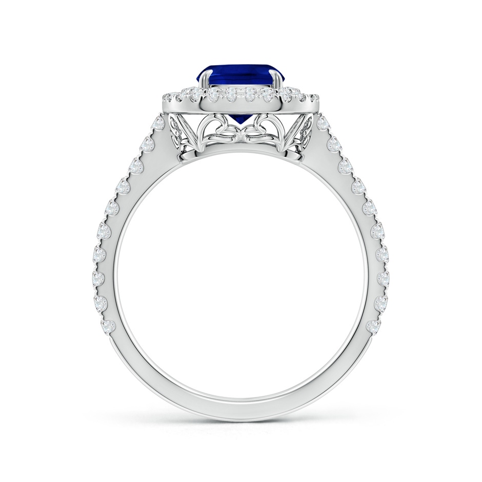 8x6mm AAAA Cushion Sapphire Engagement Ring with Diamond Double Halo in White Gold side-1