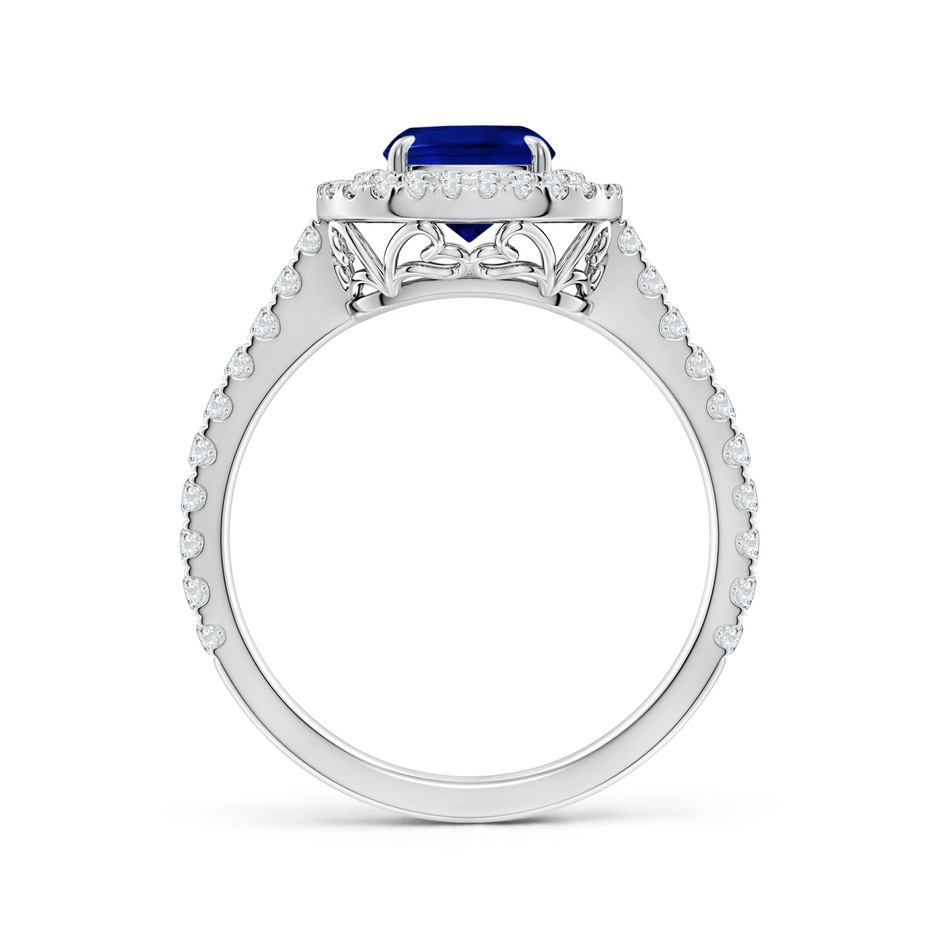 Cushion Sapphire Engagement Ring with Diamond Double Halo | Angara
