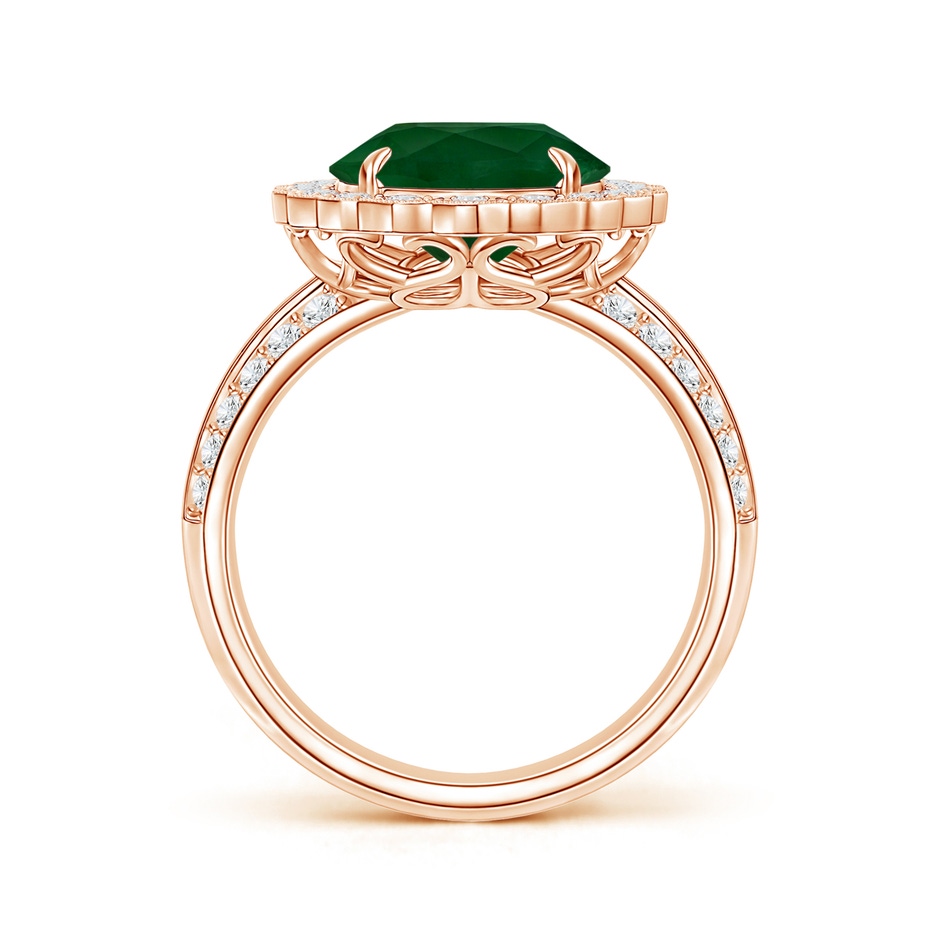 12.77x9.54x6.62mm AA GIA Certified Emerald Cocktail Ring with Diamond Floral Halo in 18K Rose Gold Side 199