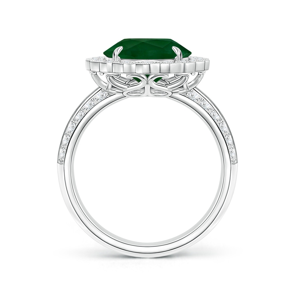 12.77x9.54x6.62mm AA GIA Certified Emerald Cocktail Ring with Diamond Floral Halo in White Gold Side 199