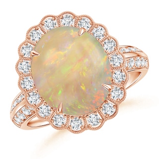 17.21x13.18x5.37mm AA GIA Certified Opal Ring with Diamond Floral Halo in 18K Rose Gold