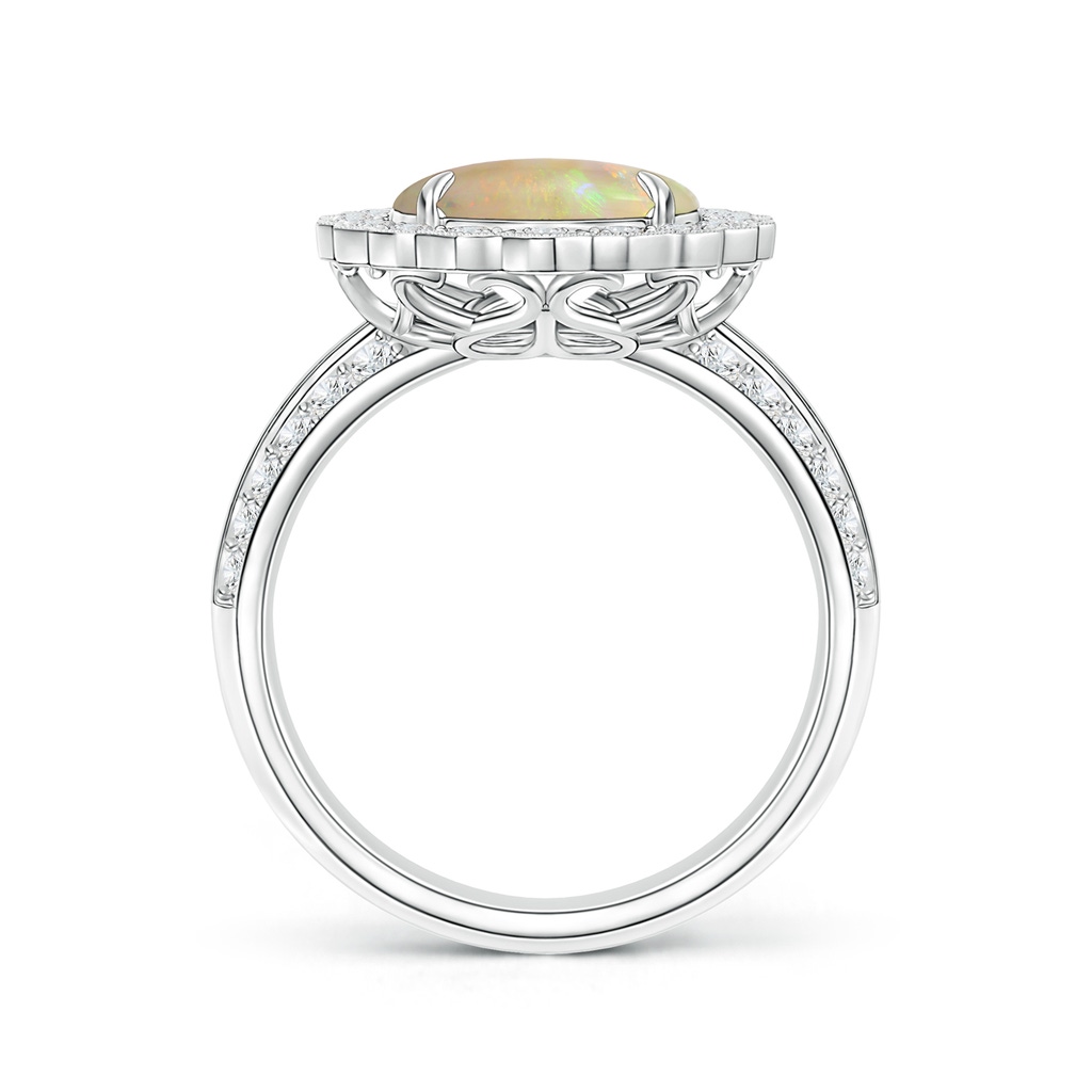 17.21x13.18x5.37mm AA GIA Certified Opal Ring with Diamond Floral Halo in 18K White Gold Side 199