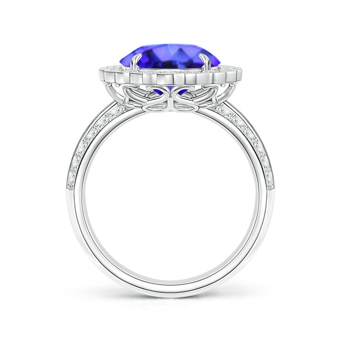 12x10mm AAA Tanzanite Cocktail Ring with Diamond Floral Halo in White Gold Side-1