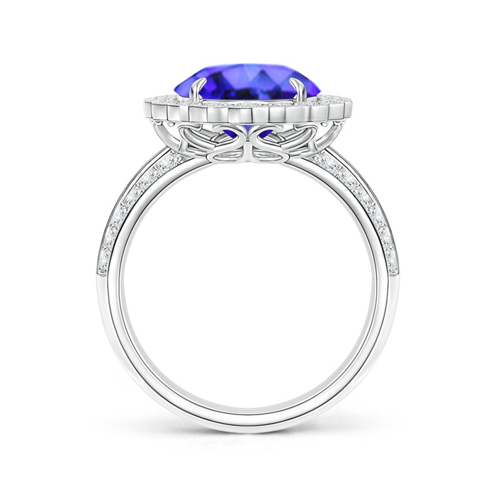 12x10mm AAA Tanzanite Cocktail Ring with Diamond Floral Halo in White Gold side-1