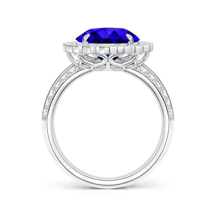 12x10mm AAAA Tanzanite Cocktail Ring with Diamond Floral Halo in P950 Platinum Side-1