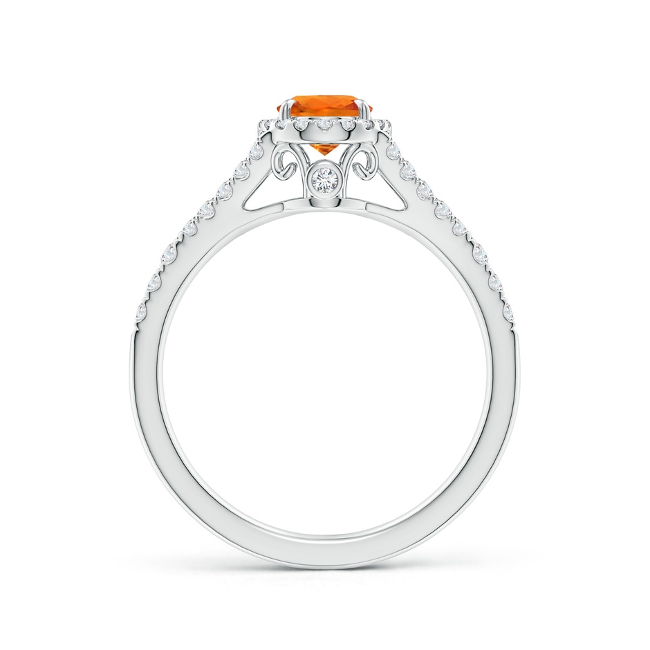 7x5mm AAAA Claw-Set Oval Orange Sapphire Split Shank Halo Ring in White Gold side 1