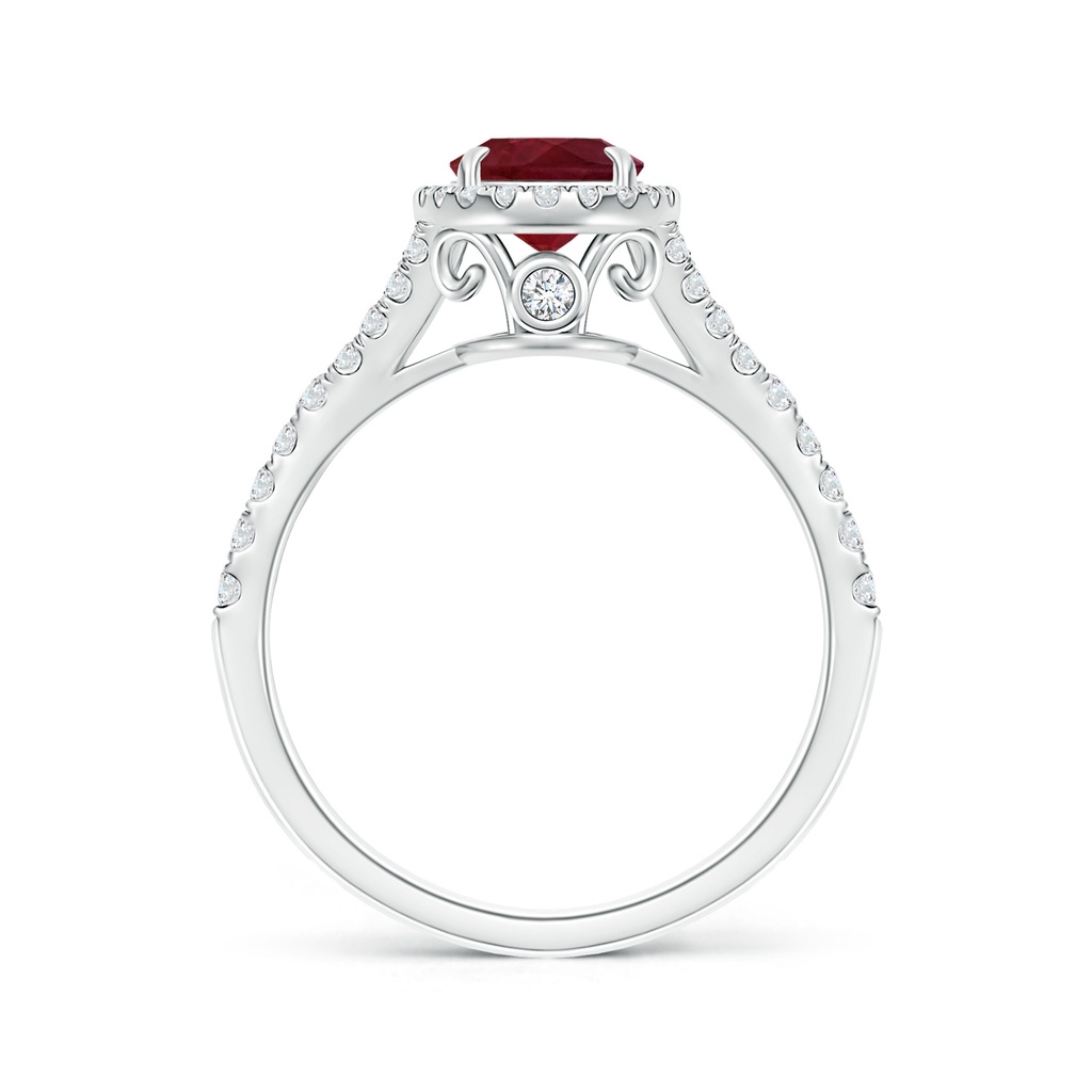 8.97x6.95x3.69mm AA Claw-Set GIA Certified Oval Ruby Split Shank Halo Ring in 18K White Gold - side 199