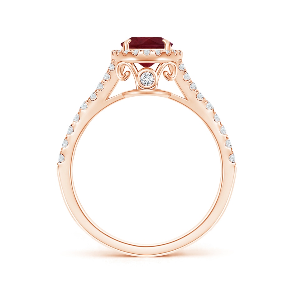 8.97x6.95x3.69mm AA Claw-Set GIA Certified Oval Ruby Split Shank Halo Ring in Rose Gold side 199