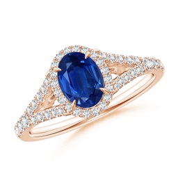 Vintage Style Oval Sapphire Engagement Ring with Floral Halo | Angara