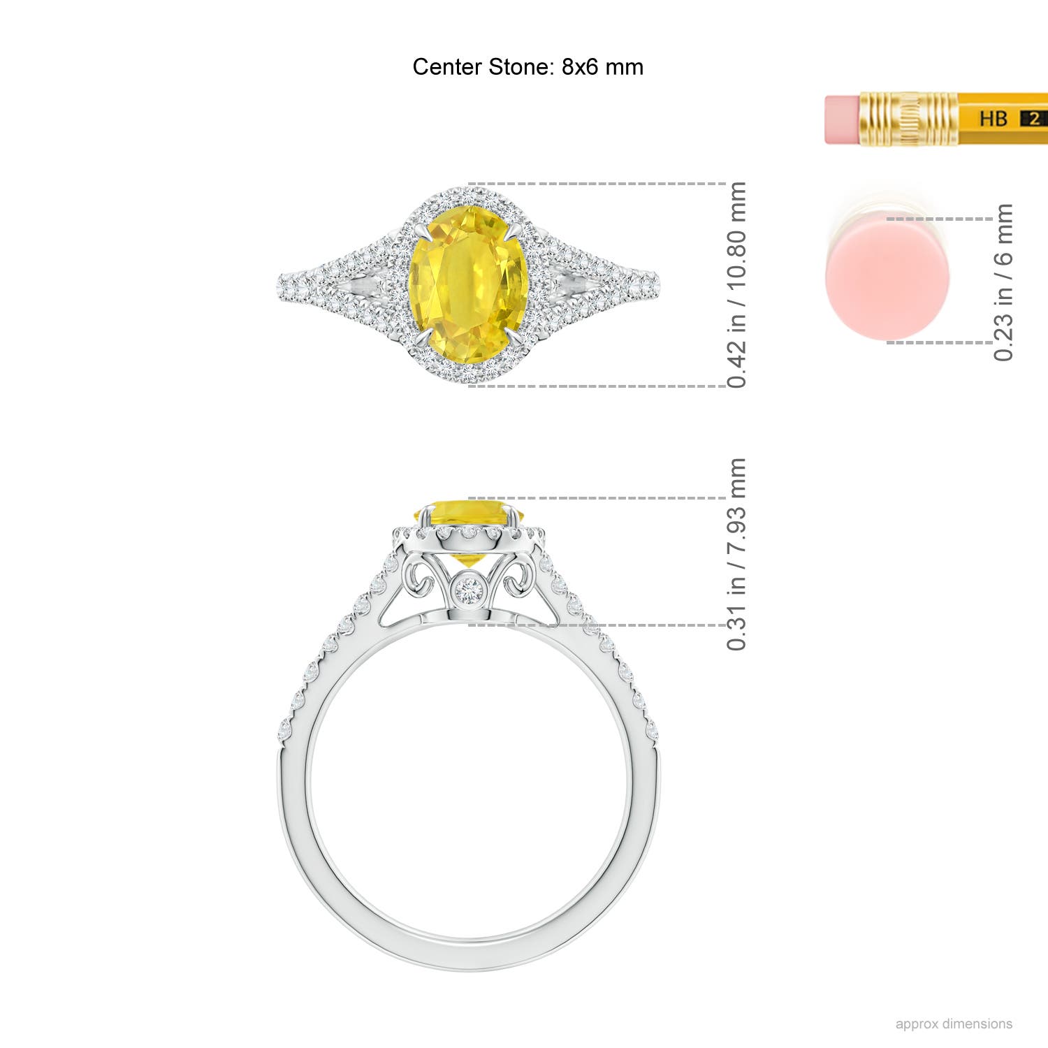 AA - Yellow Sapphire / 1.92 CT / 14 KT White Gold