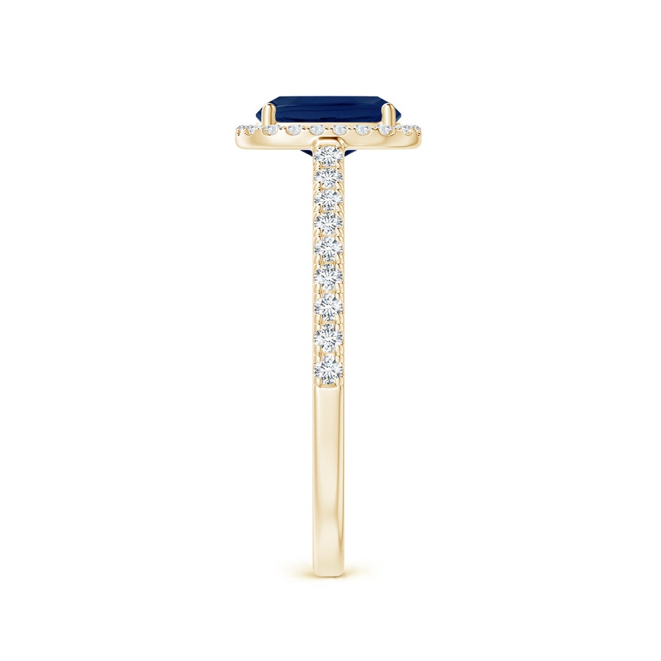 7x5mm A Claw Set Cushion-Cut Blue Sapphire Ring with Diamonds  in Yellow Gold side-2