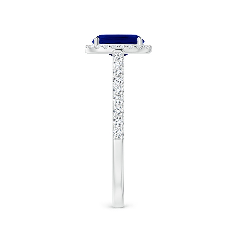 7x5mm AAA Claw Set Cushion-Cut Blue Sapphire Ring with Diamonds  in P950 Platinum side-2