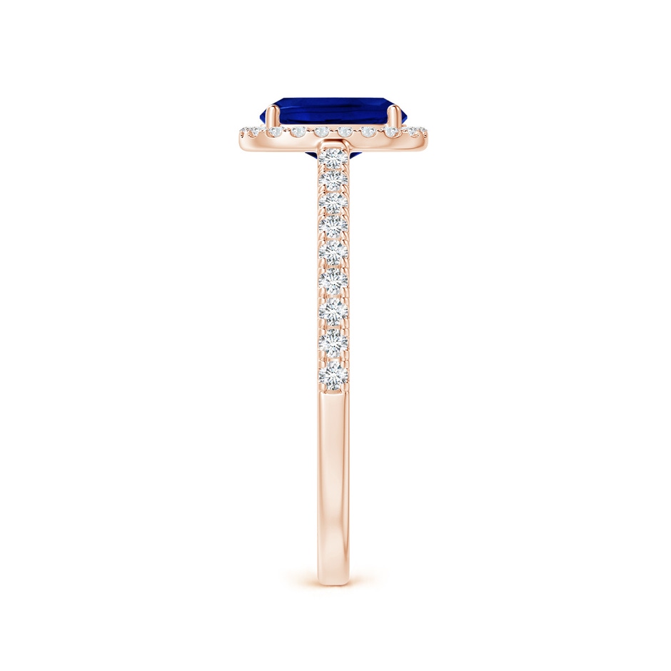 7x5mm Lab-Grown Claw Set Cushion-Cut Blue Sapphire Ring with Diamonds  in Rose Gold side-2