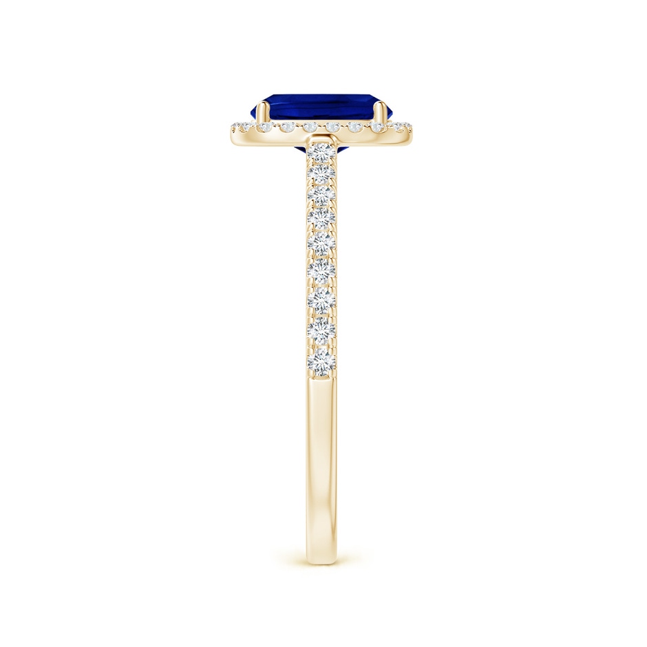 7x5mm Lab-Grown Claw Set Cushion-Cut Blue Sapphire Ring with Diamonds  in Yellow Gold side-2