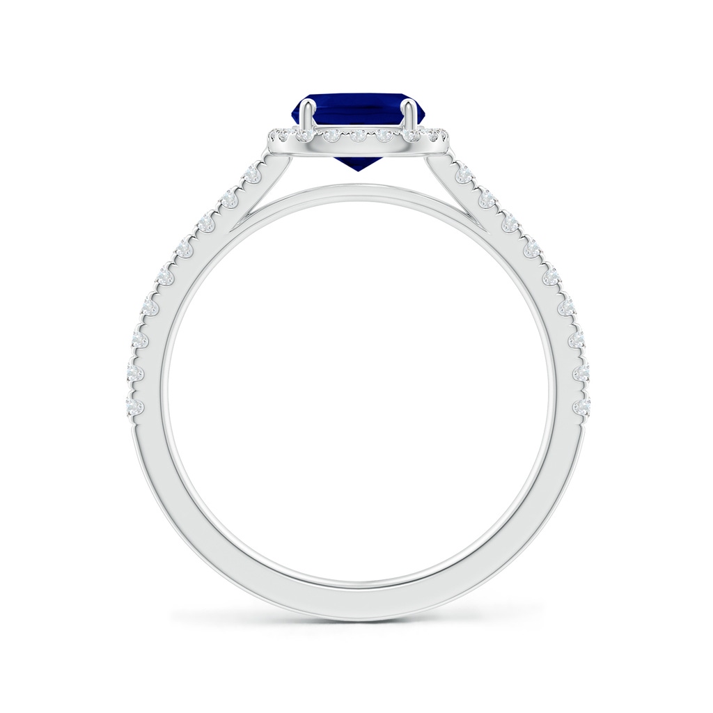 8x6mm AAA Claw Set Cushion-Cut Blue Sapphire Ring with Diamonds  in P950 Platinum Side-1