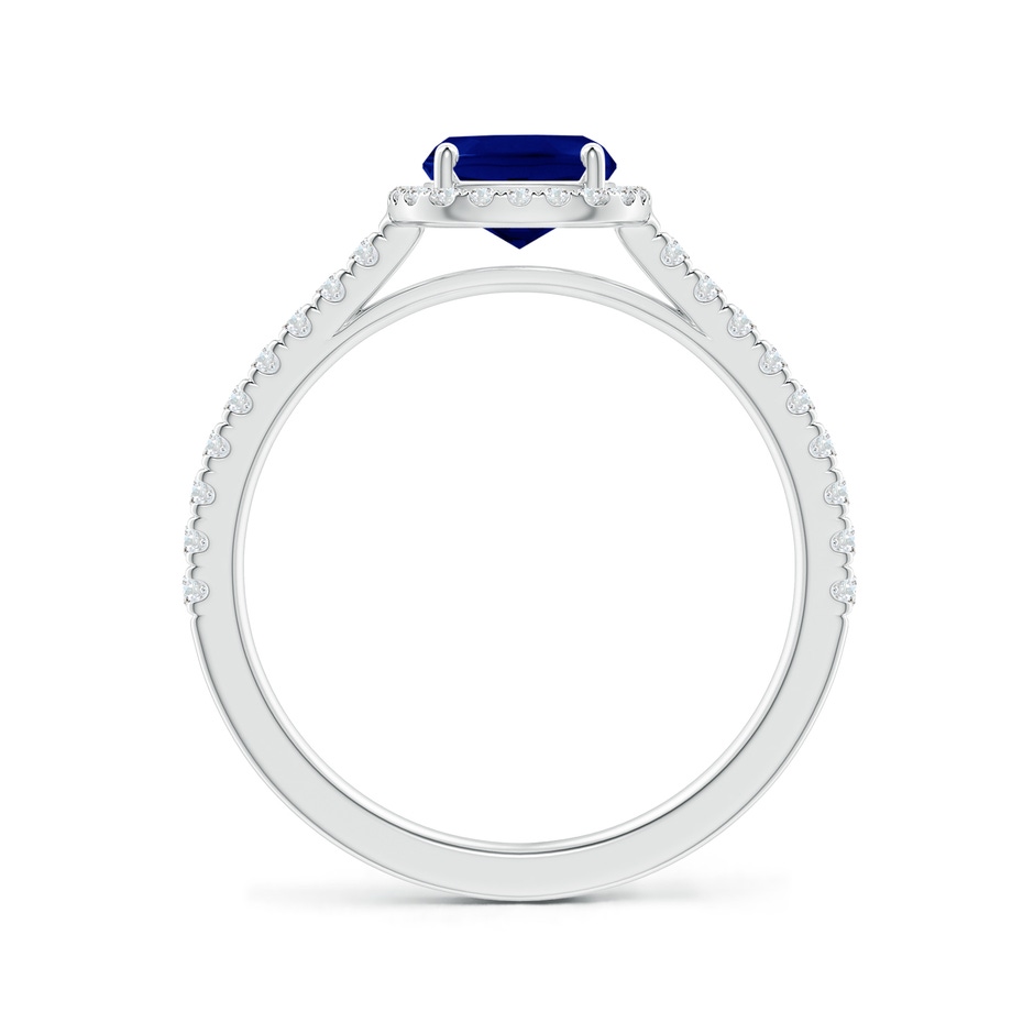 8x6mm AAA Claw Set Cushion-Cut Blue Sapphire Ring with Diamonds  in P950 Platinum side-1