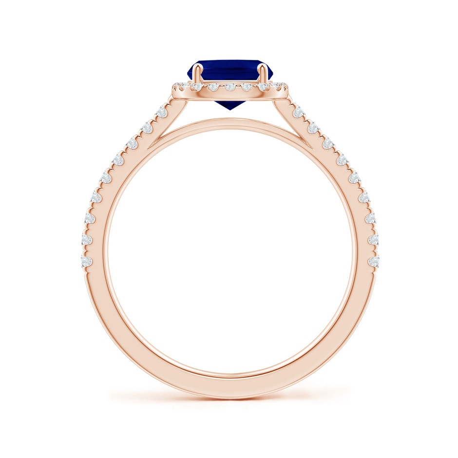 8x6mm AAA Claw Set Cushion-Cut Blue Sapphire Ring with Diamonds  in Rose Gold side-1