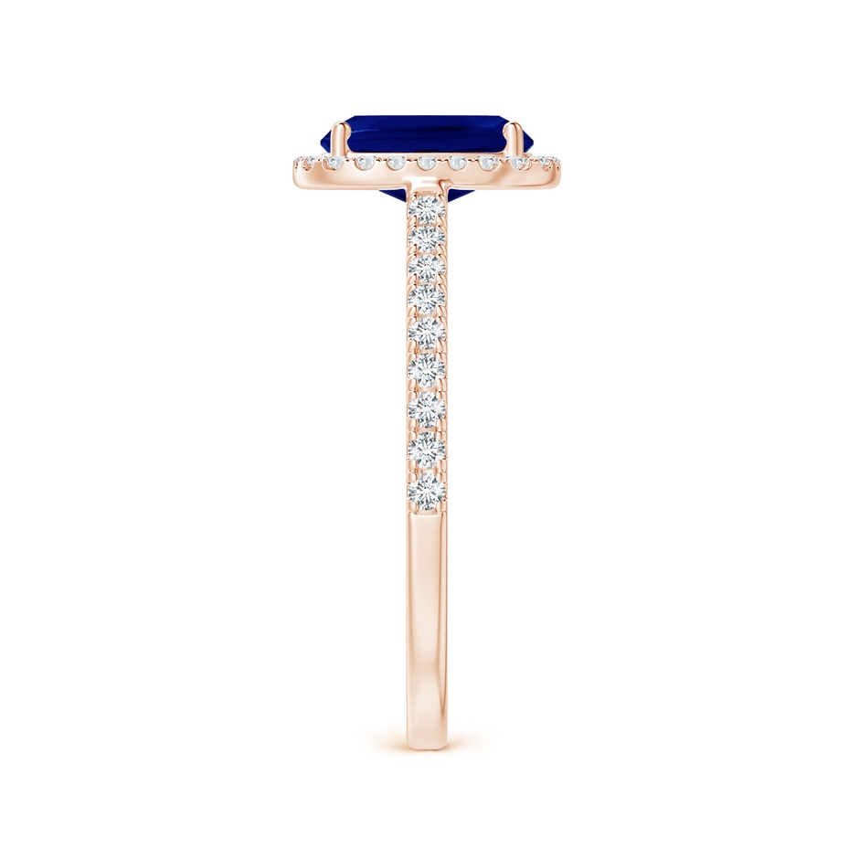 8x6mm AAA Claw Set Cushion-Cut Blue Sapphire Ring with Diamonds  in Rose Gold side-2