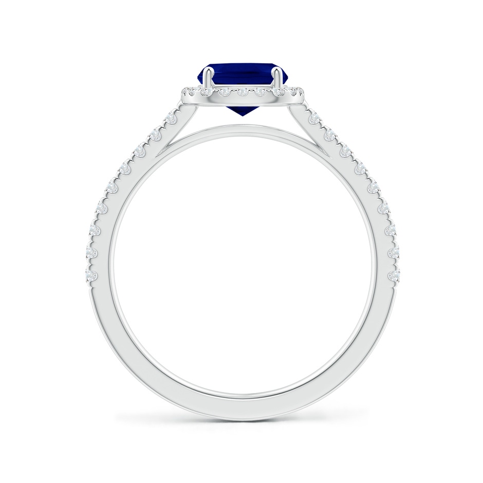 8x6mm AAA Claw Set Cushion-Cut Blue Sapphire Ring with Diamonds  in White Gold side-1