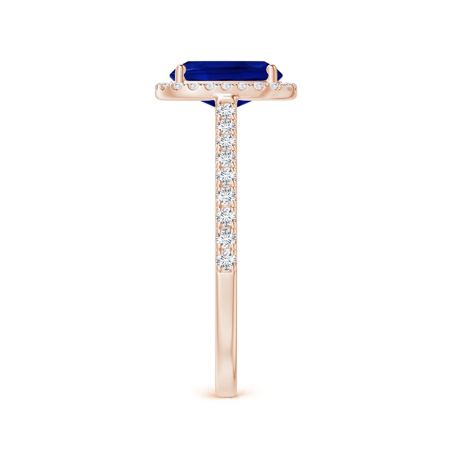 8x6mm Lab-Grown Claw Set Cushion-Cut Blue Sapphire Ring with Diamonds  in 18K Rose Gold side-2