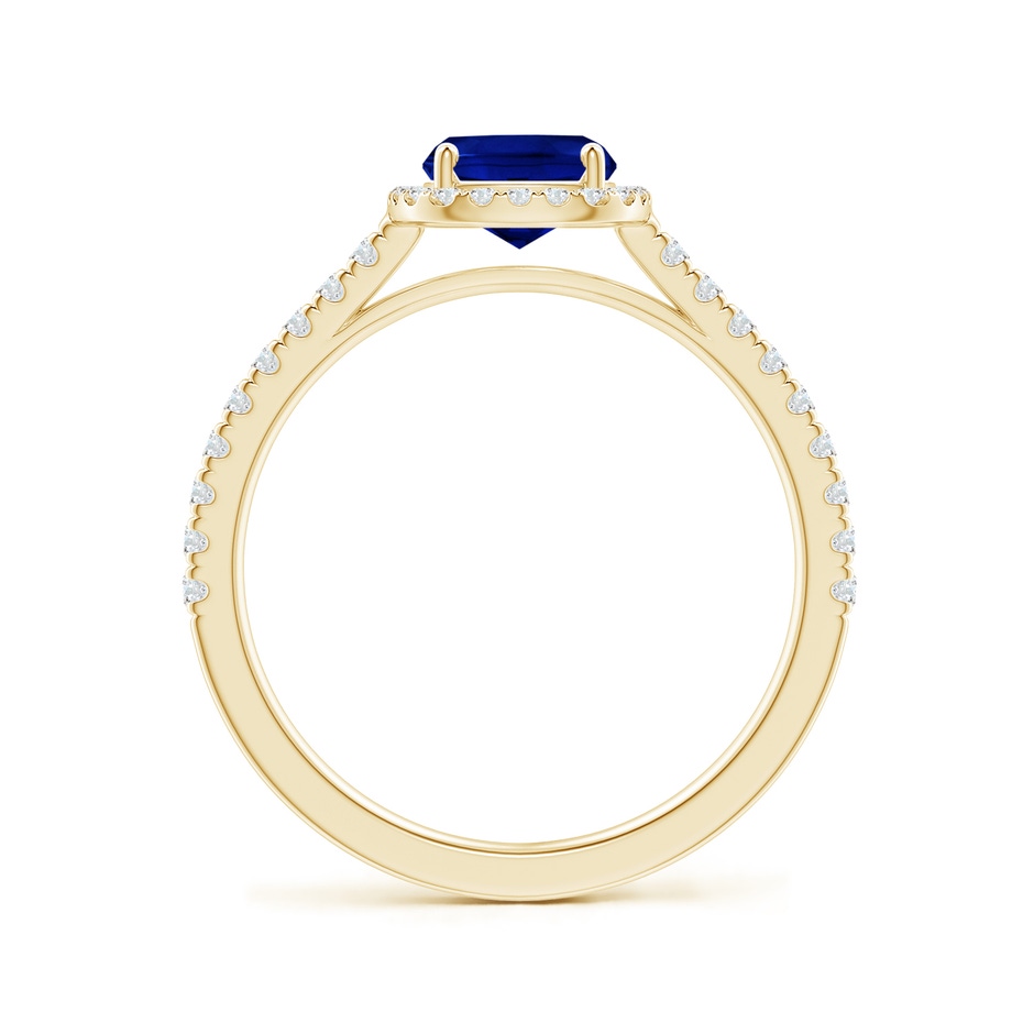 8x6mm Lab-Grown Claw Set Cushion-Cut Blue Sapphire Ring with Diamonds  in 18K Yellow Gold side-1