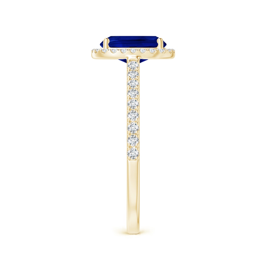 8x6mm Lab-Grown Claw Set Cushion-Cut Blue Sapphire Ring with Diamonds  in 18K Yellow Gold side-2
