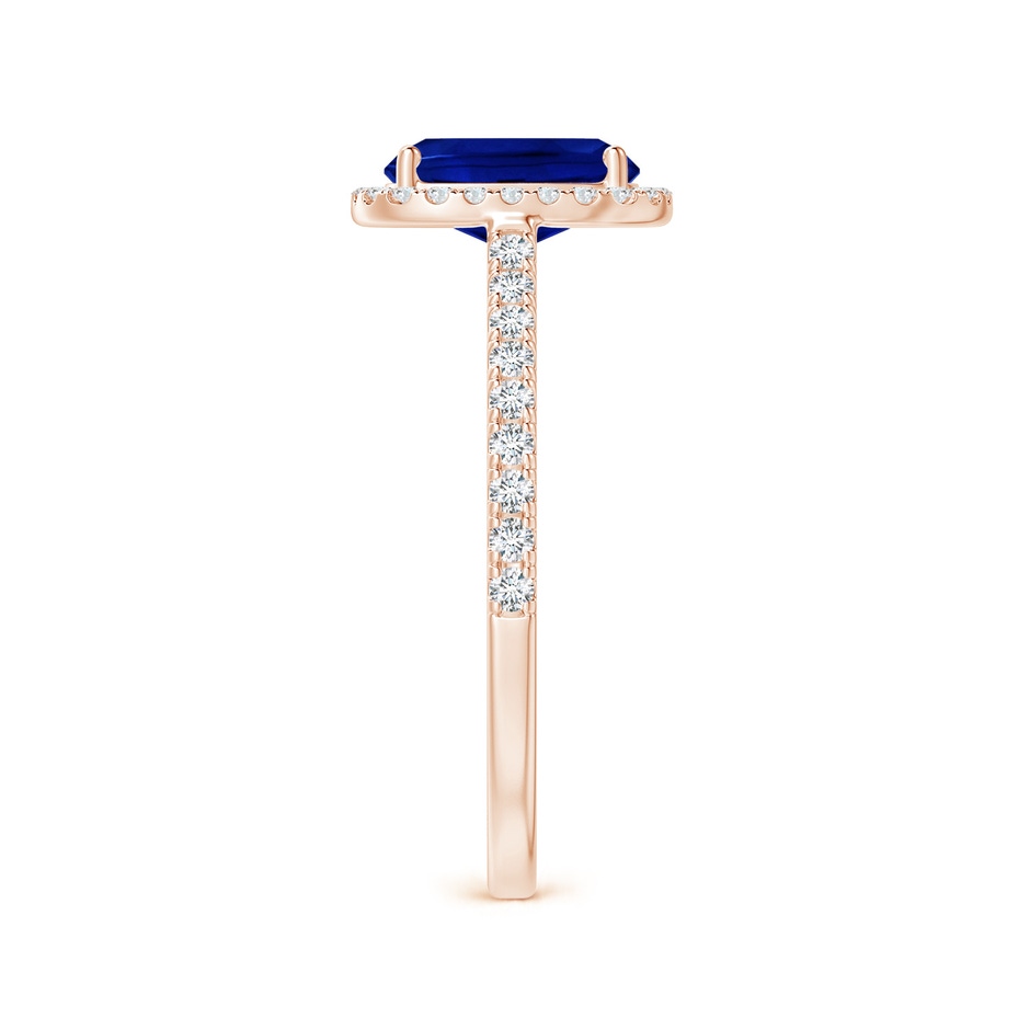 8x6mm Lab-Grown Claw Set Cushion-Cut Blue Sapphire Ring with Diamonds  in Rose Gold side-2