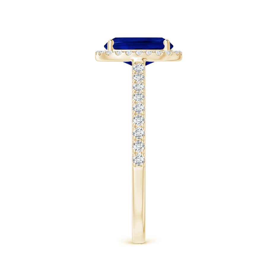 8x6mm Lab-Grown Claw Set Cushion-Cut Blue Sapphire Ring with Diamonds  in Yellow Gold side-2