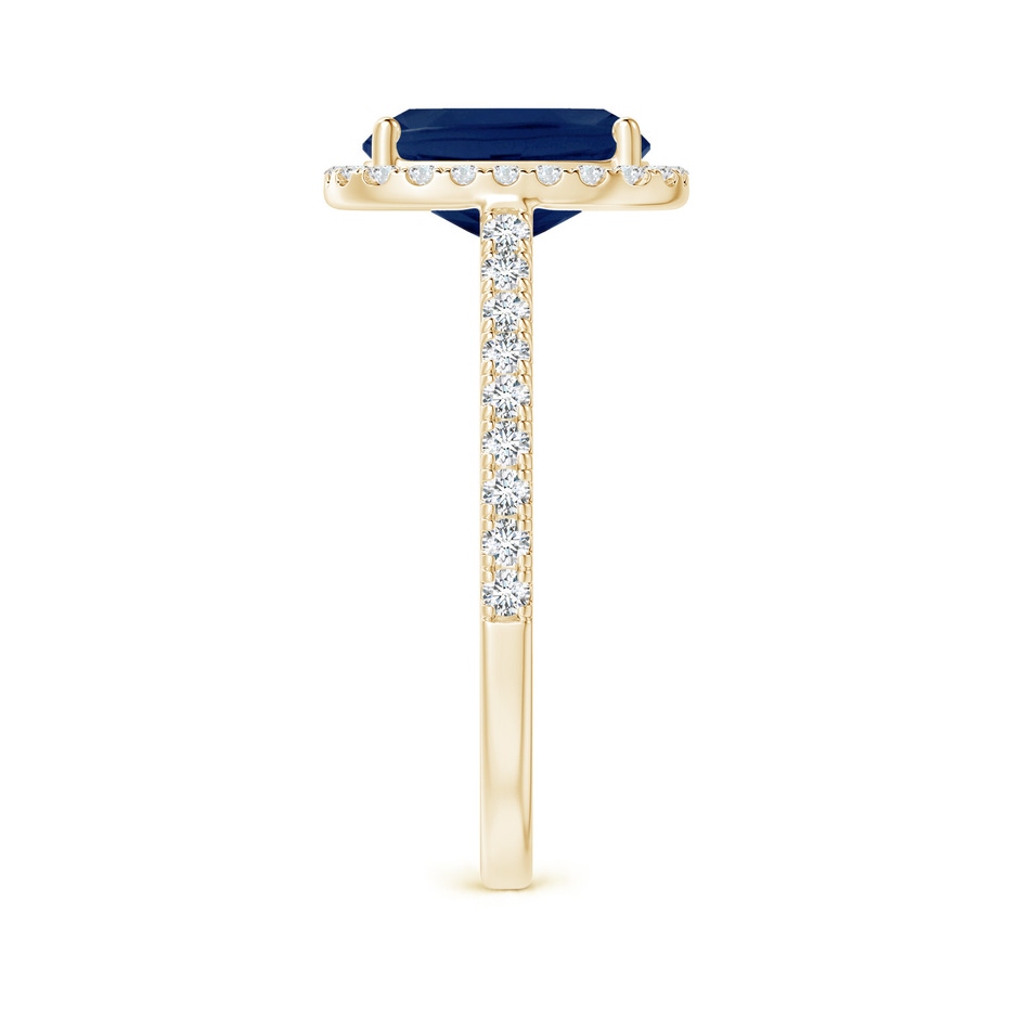 9x7mm A Claw Set Cushion-Cut Blue Sapphire Ring with Diamonds  in Yellow Gold side-2