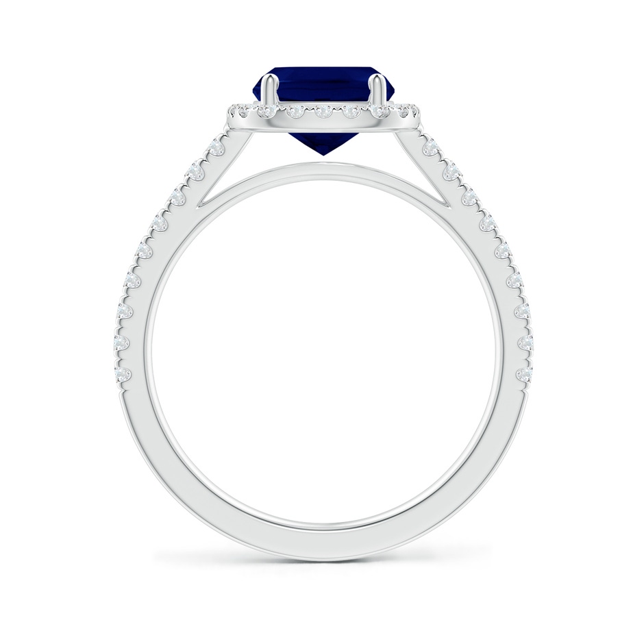 9x7mm AA Claw Set Cushion-Cut Blue Sapphire Ring with Diamonds  in 18K White Gold side-1