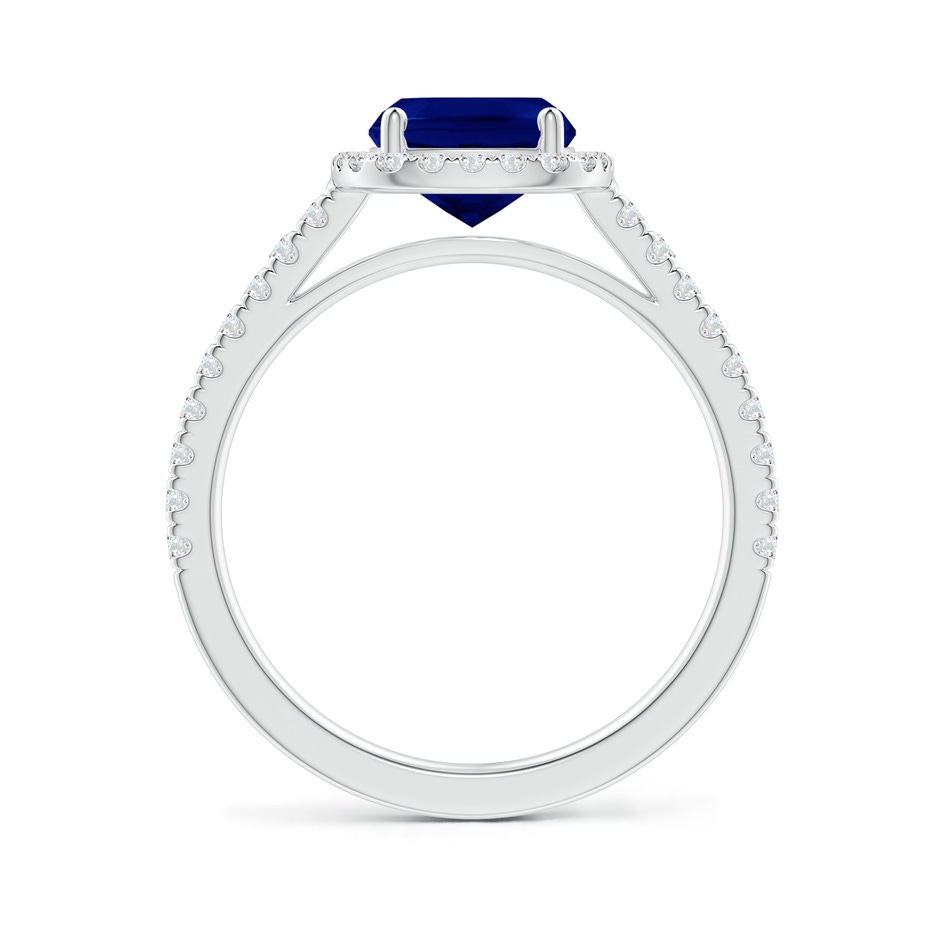 9x7mm AAA Claw Set Cushion-Cut Blue Sapphire Ring with Diamonds  in P950 Platinum side-1