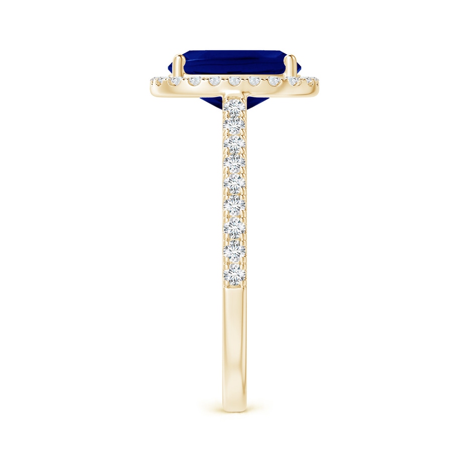 9x7mm AAA Claw Set Cushion-Cut Blue Sapphire Ring with Diamonds  in Yellow Gold side-2