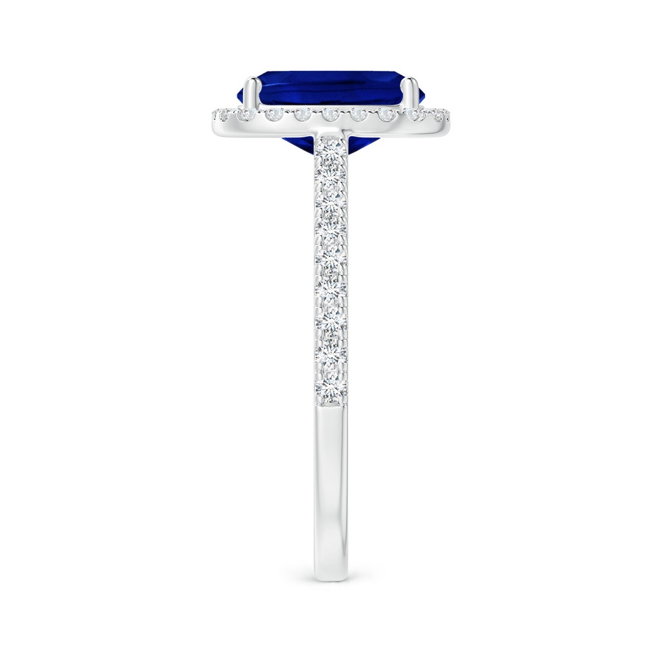 9x7mm Lab-Grown Claw Set Cushion-Cut Blue Sapphire Ring with Diamonds  in 18K White Gold side-2
