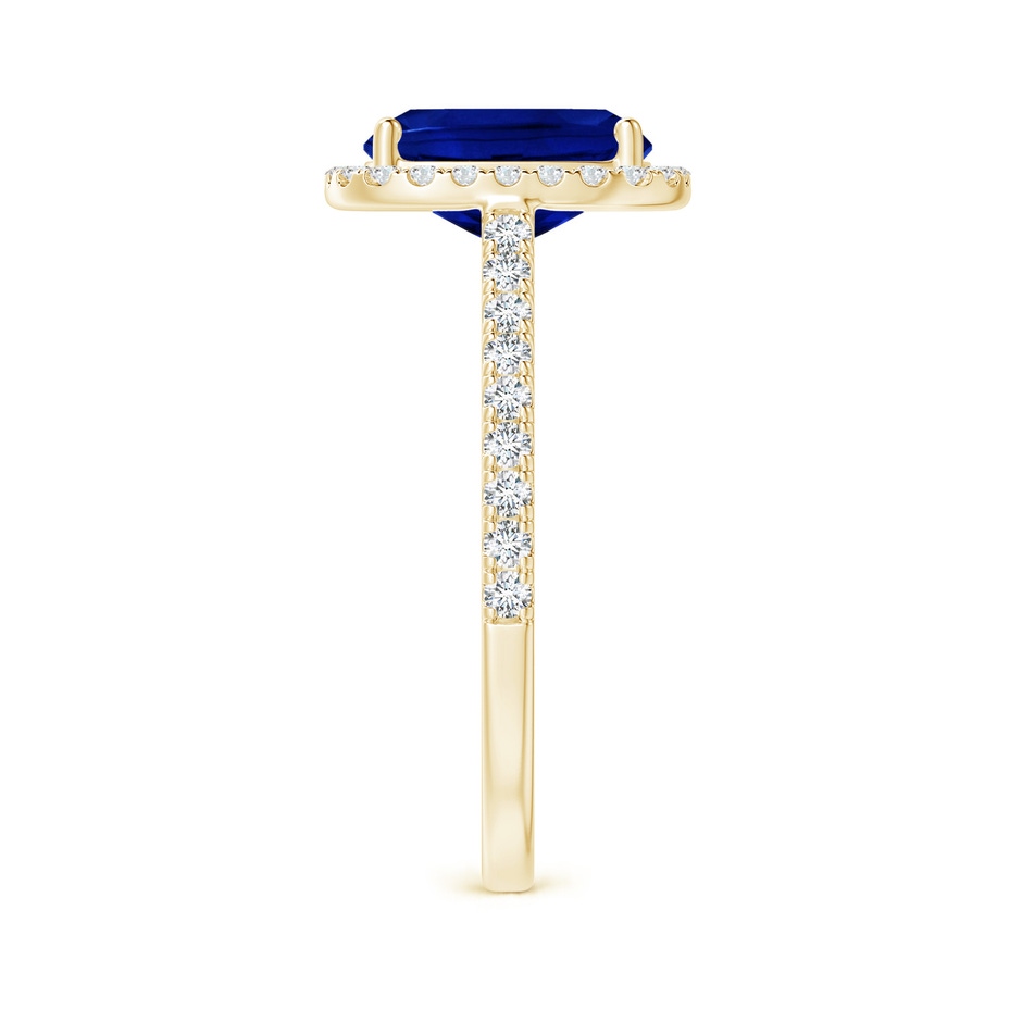 9x7mm Lab-Grown Claw Set Cushion-Cut Blue Sapphire Ring with Diamonds  in 18K Yellow Gold side-2