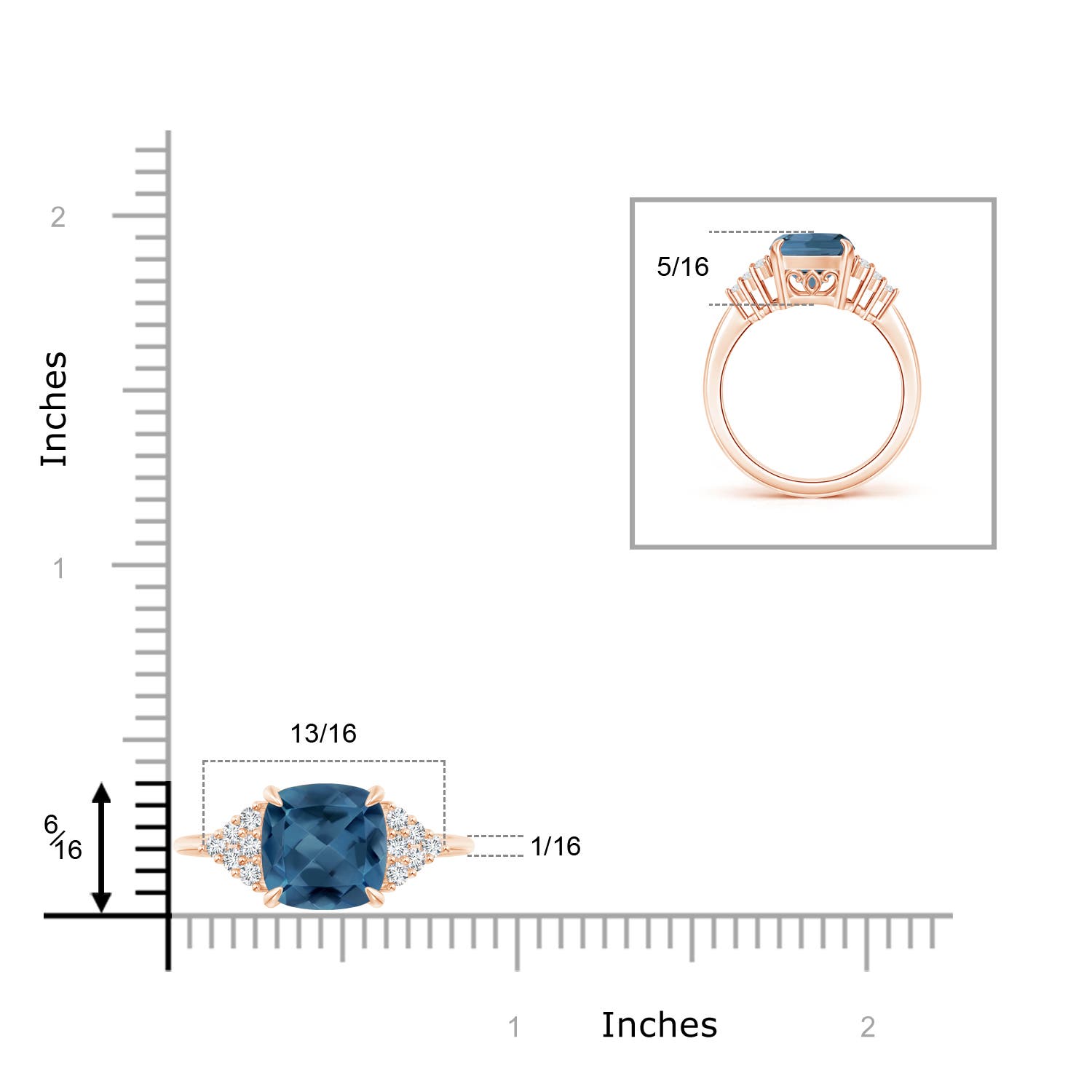 A - London Blue Topaz / 2.72 CT / 14 KT Rose Gold