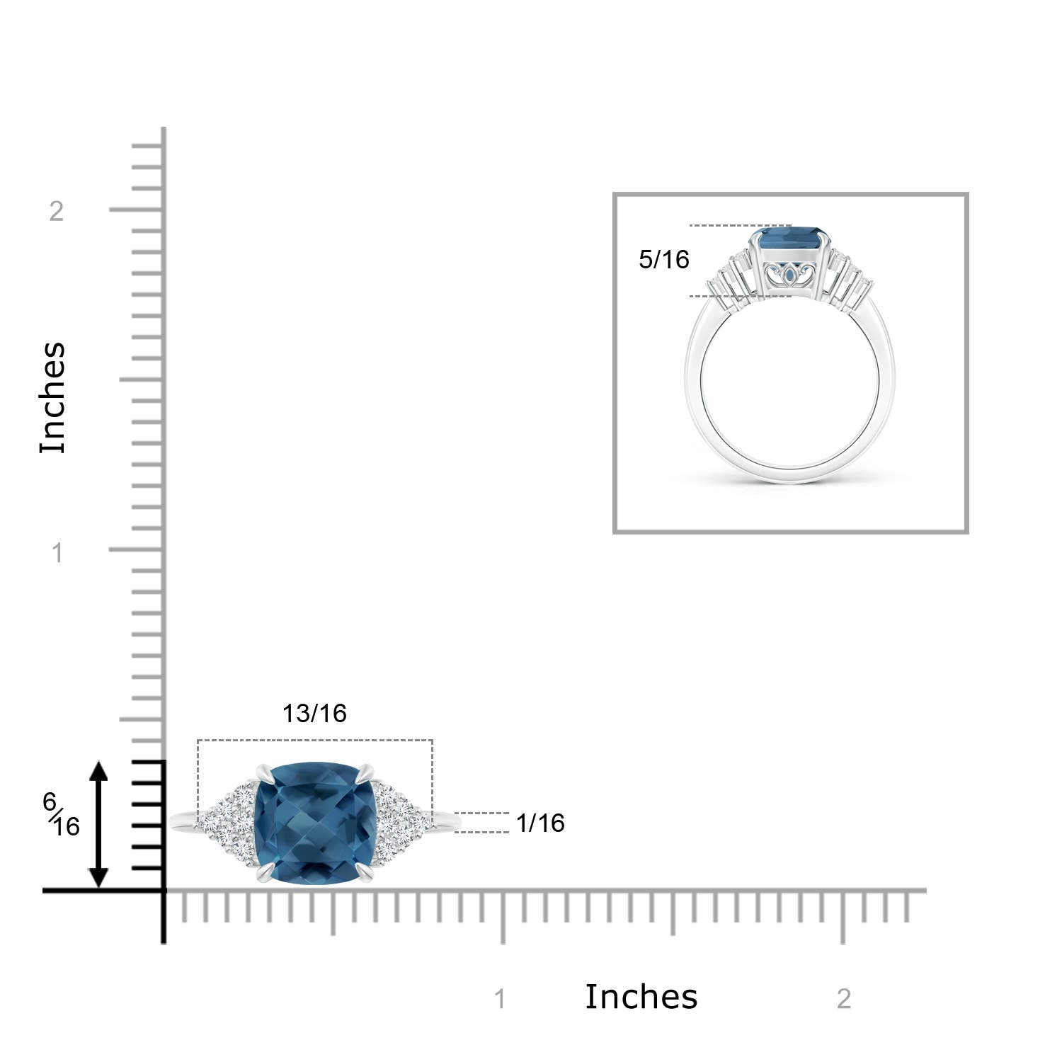 A - London Blue Topaz / 2.72 CT / 14 KT White Gold