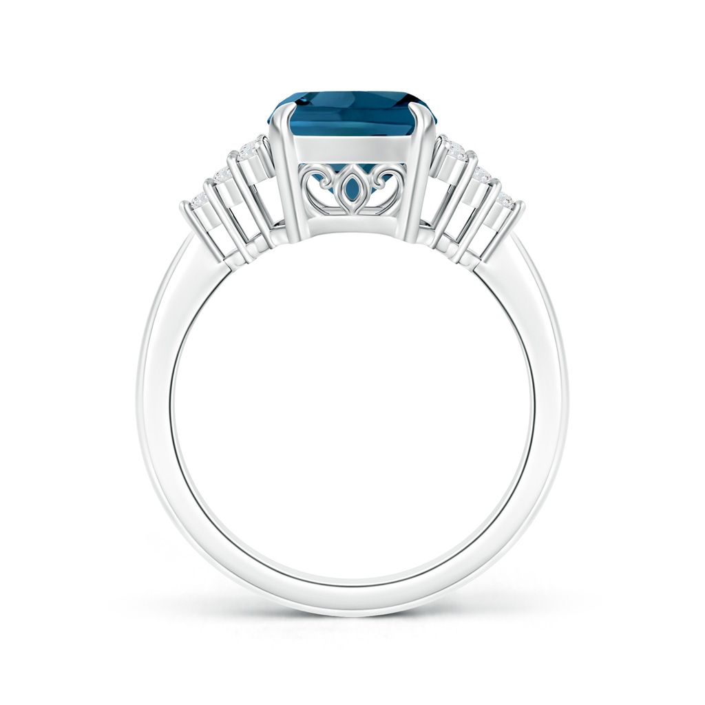 8mm AAAA Classic London Blue Topaz Ring with Diamond Accents in White Gold Product Image