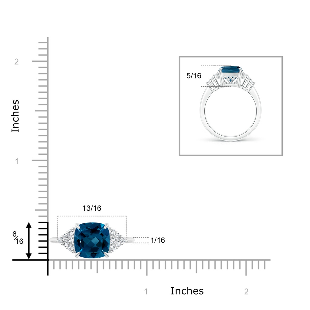 8mm AAAA Classic London Blue Topaz Ring with Diamond Accents in White Gold Product Image
