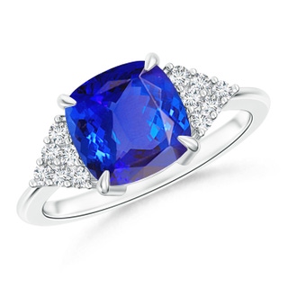 8mm AAA Classic Tanzanite Ring with Diamond Accents in White Gold