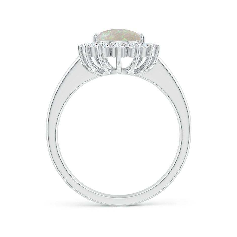 10x7mm AAA Claw-Set Pear Opal Ring with Diamond Halo in White Gold side-1