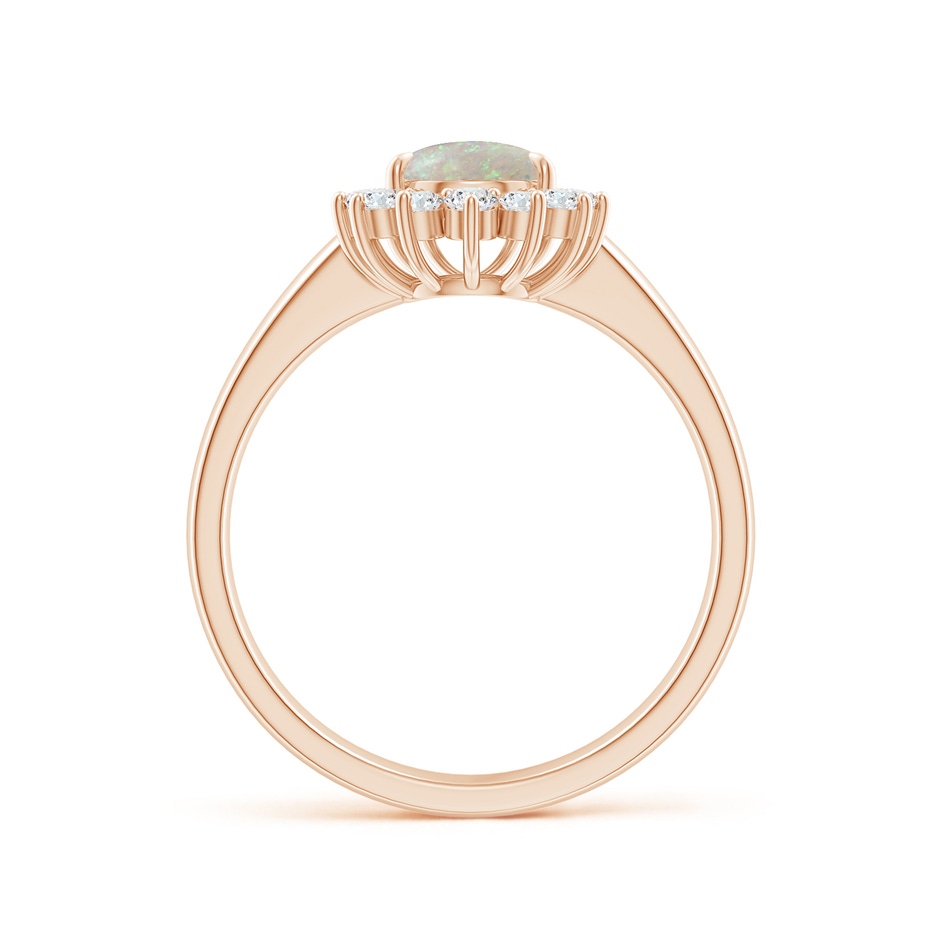 8x6mm AAA Claw-Set Pear Opal Ring with Diamond Halo in 9K Rose Gold side 1