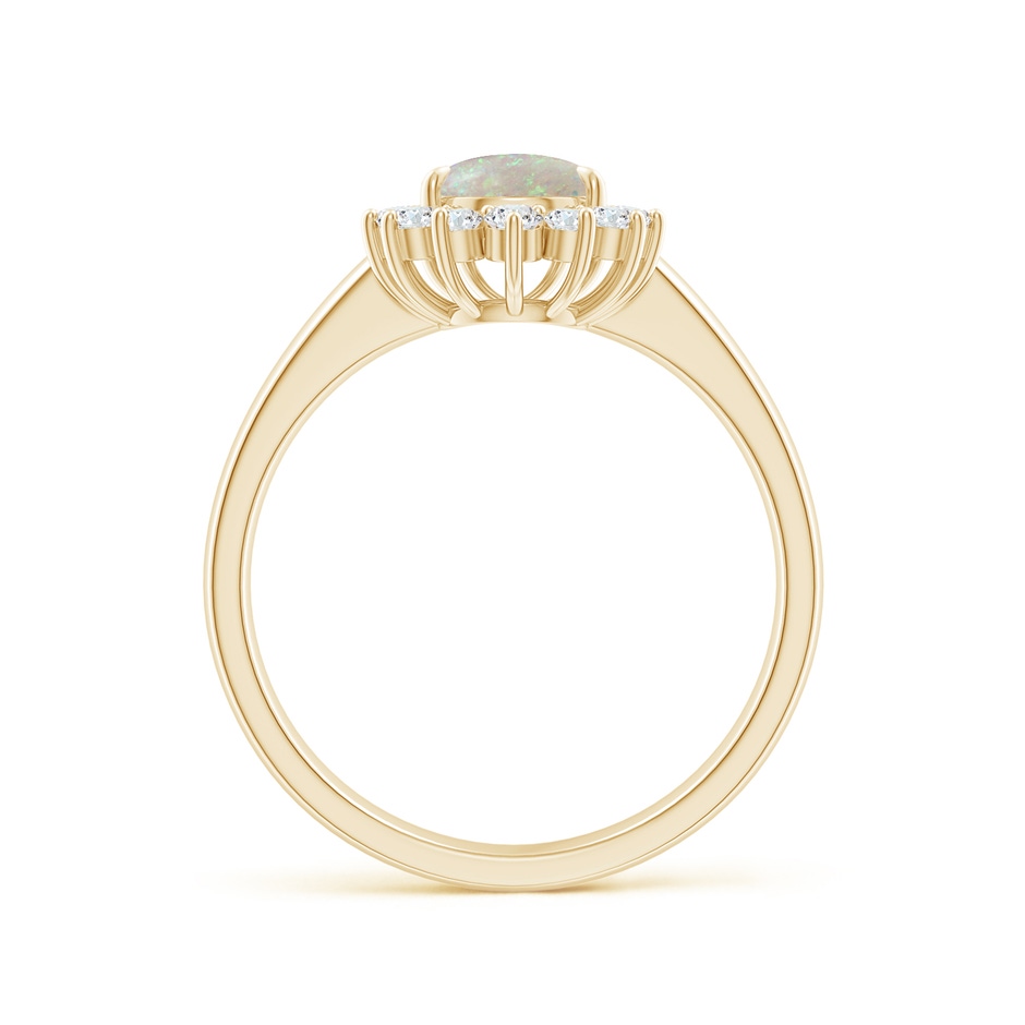 8x6mm AAA Claw-Set Pear Opal Ring with Diamond Halo in Yellow Gold side-1