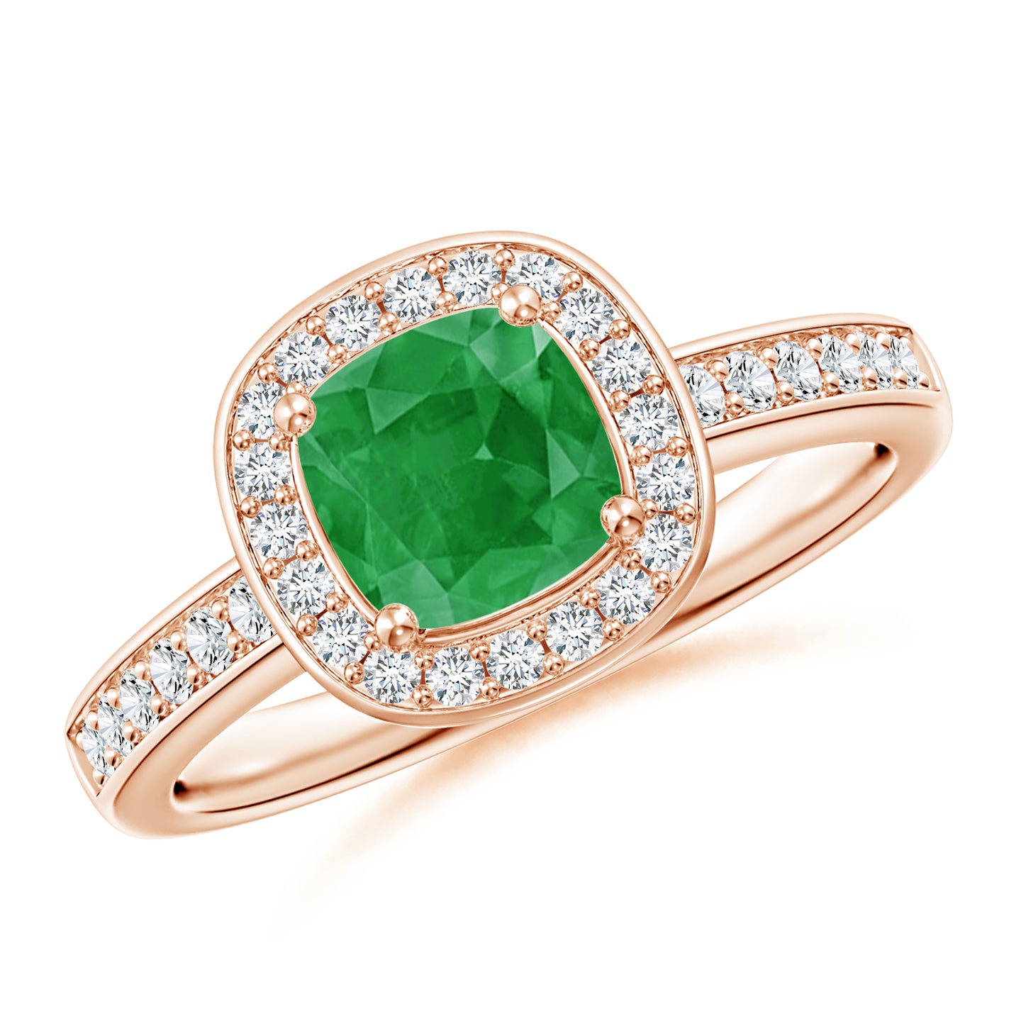 Cushion Emerald Engagement Ring with Diamond Accents