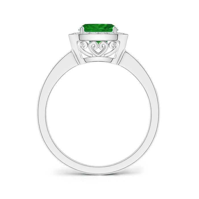 6mm AAA Cushion Emerald Engagement Ring with Diamond Accents in White Gold Product Image