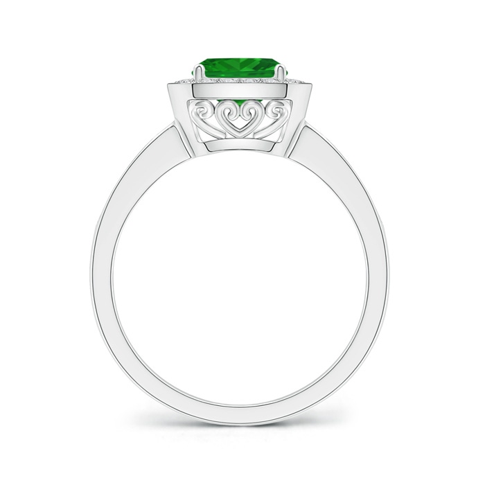 6mm AAA Cushion Emerald Engagement Ring with Diamond Accents in White Gold product image